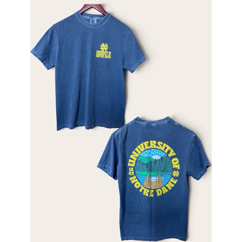 Notre Dame Fighting Irish T Shirt Mens Medium Gray Comfort Colors Graphic
